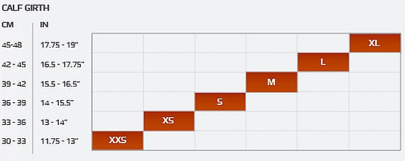 2xu Calf Guards Size Chart